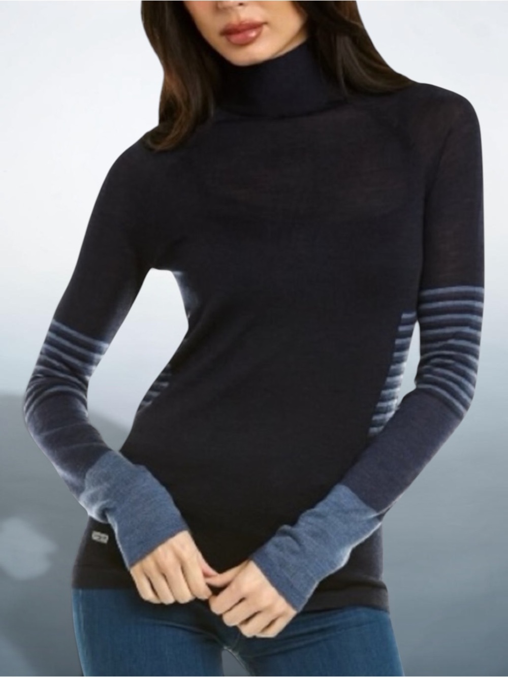 New! L’ETOILE SPORT TURTLENECK WOOL TOP BLUE SWEATER SIZE SMALL